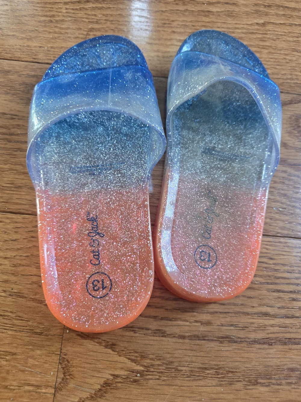 Cat & Jack Kids Glitter Ombre Slide Sandals - Blue & Orange